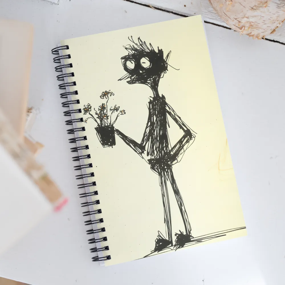 Whimsical Figure with Flowers | Spiral Notebook