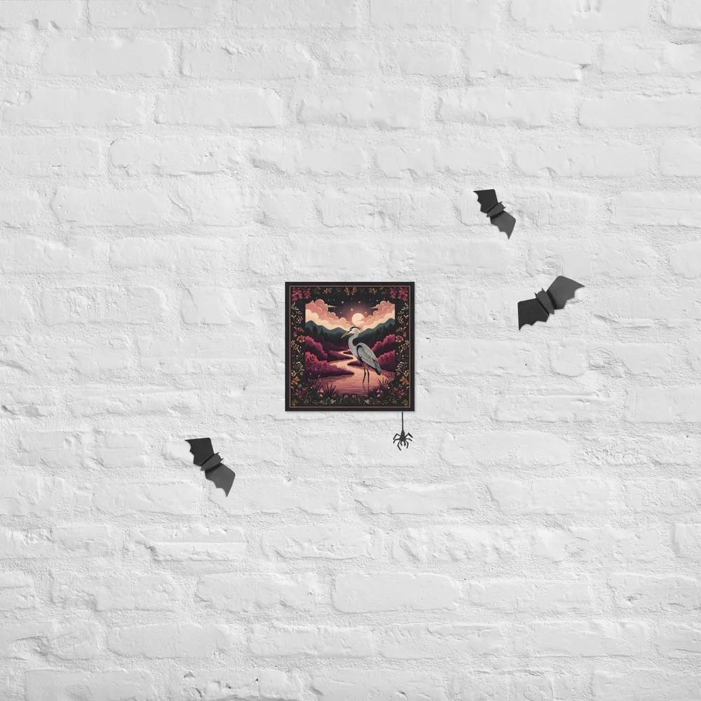 Moonlit Heron 
 Poster | 10″x 10″
