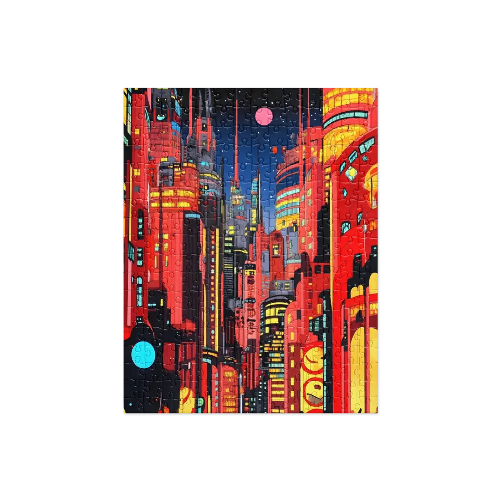 Neon Dreams: A Cyberpunk Cityscape | Jigsaw Puzzle | 252/520 pieces