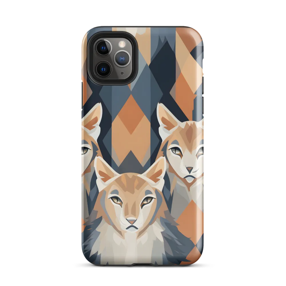 Elegance in Geometry: The Foxes | Phone Case |  11 Pro Max | Tough Case | Glossy