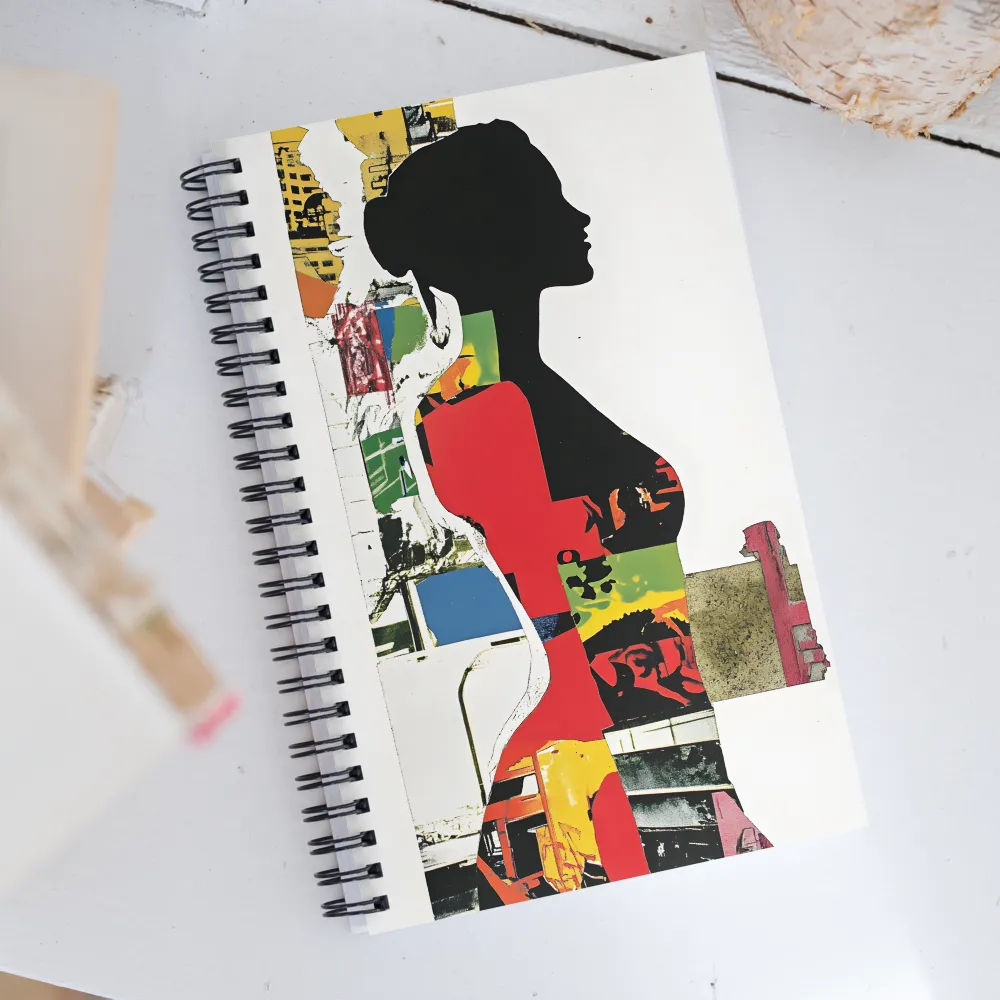 Collage of Colors: A Silhouette's Story | Spiral Notebook