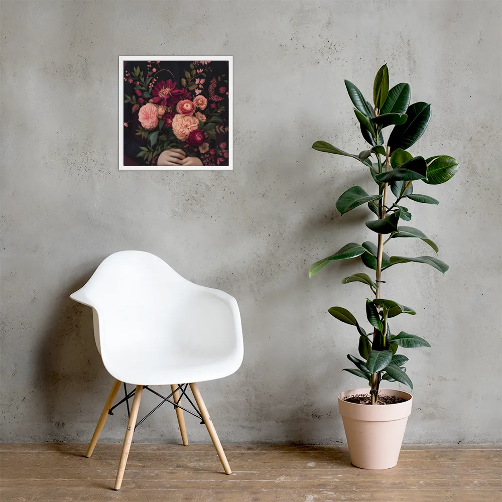 Botanical Elegance | Poster with White Frame | 18″×18″