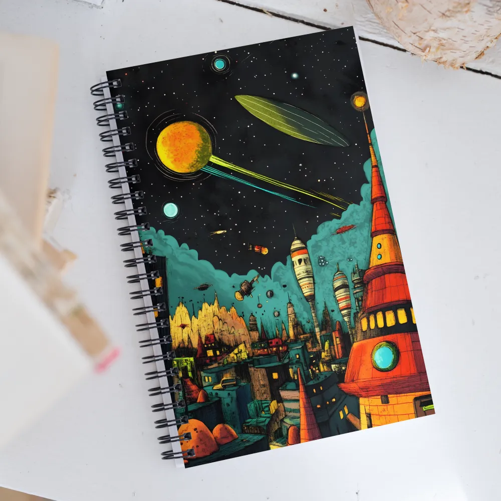 Galactic Cityscape: A Journey Through Imagination | Spiral Notebook