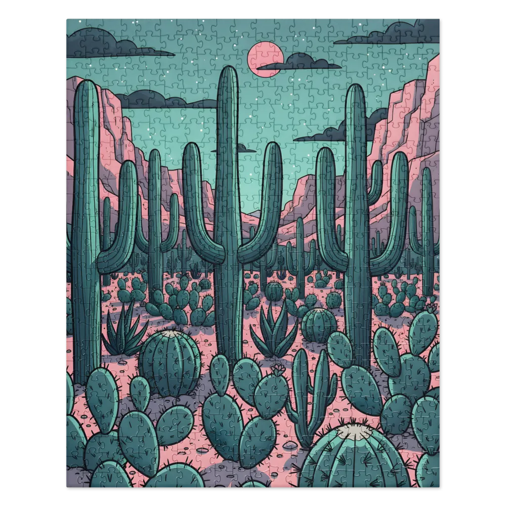 Moonlit Cactus Desert 
 Jigsaw Puzzle