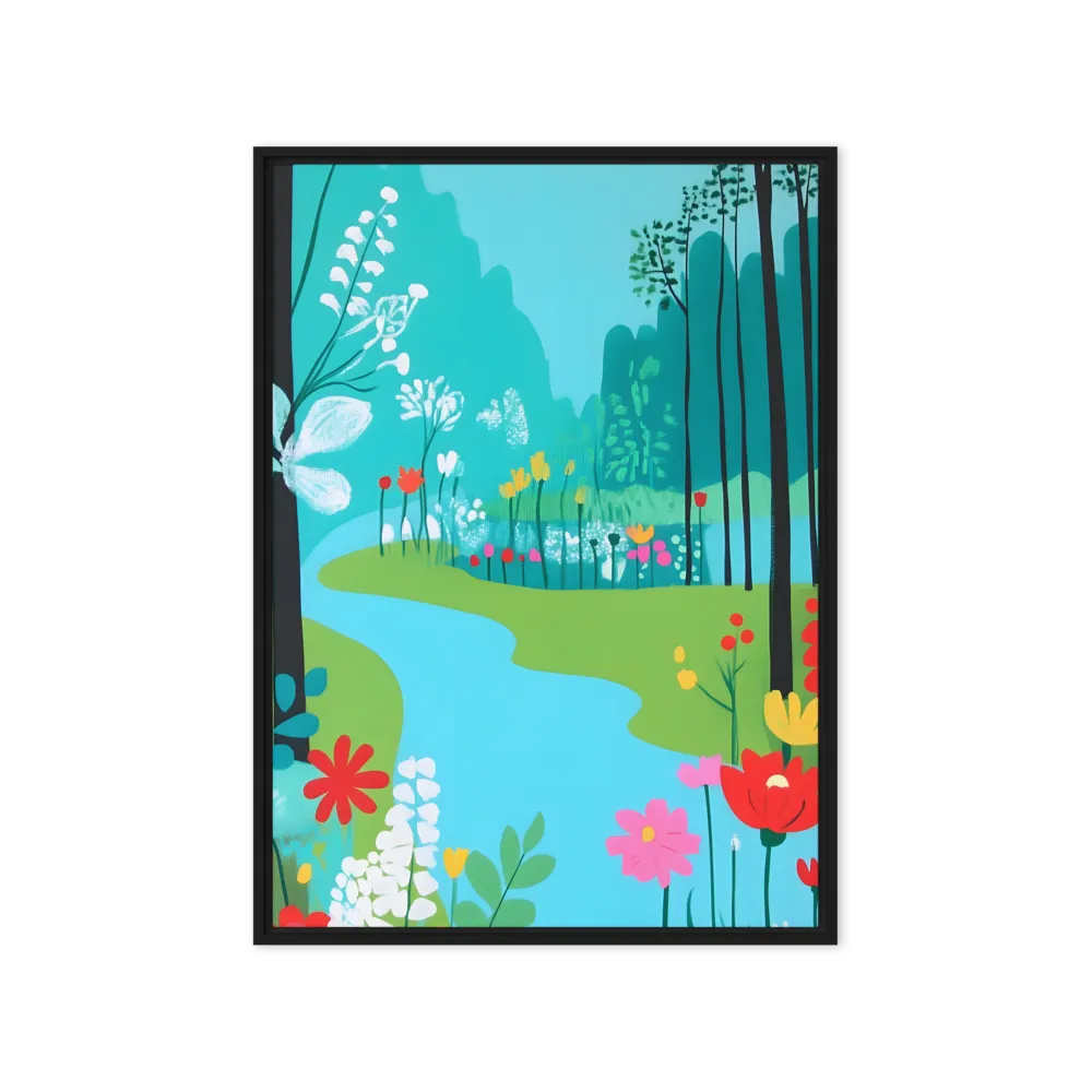Whispers of Spring: A Colorful Retreat | Canvas with Black Frame | 20″×28″