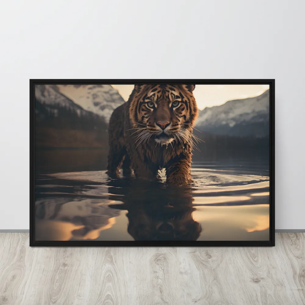 Majestic Reflection: The Tiger's Domain | Canvas with Black Frame | 24″×36″