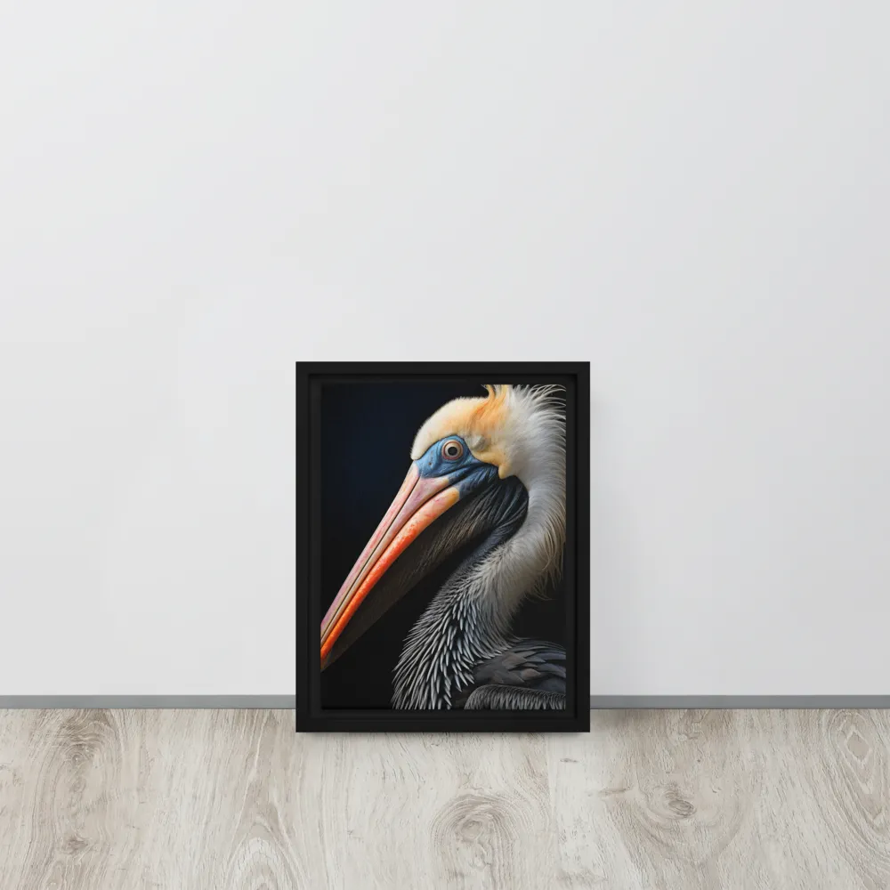 Majestic Portrait of a Pelican | Canvas with White Frame | 9″×12″