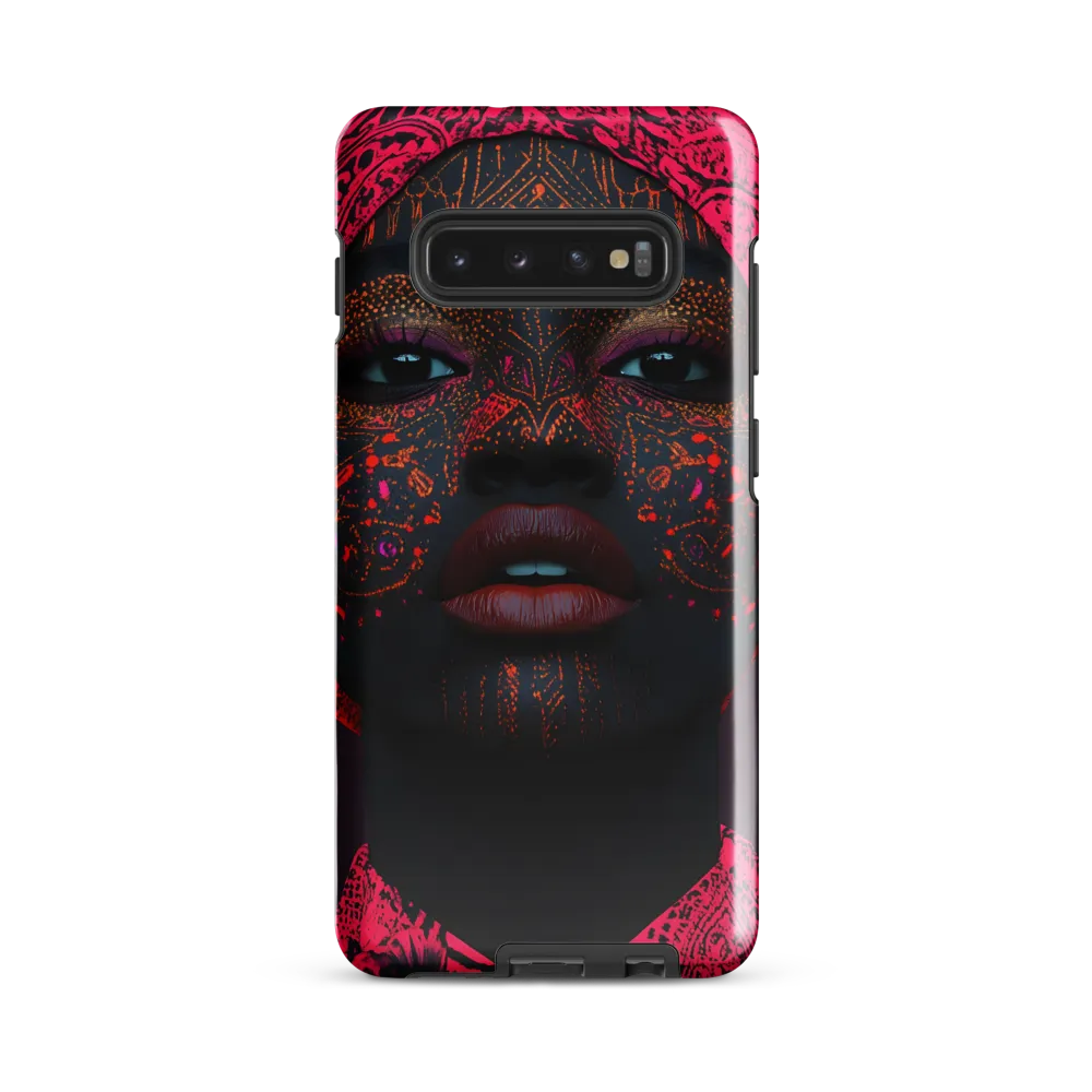 Neon Adornments: A Portrait of Cultural Expression | Phone Case |  S10 Plus | Tough Case | Glossy