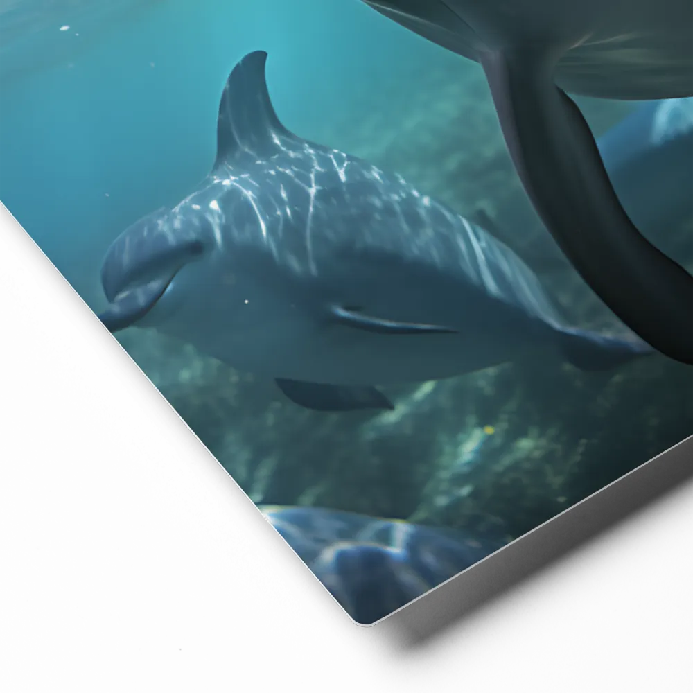 Beneath the Waves: A Dolphin's Dance | Metal Print | 16″×20″
