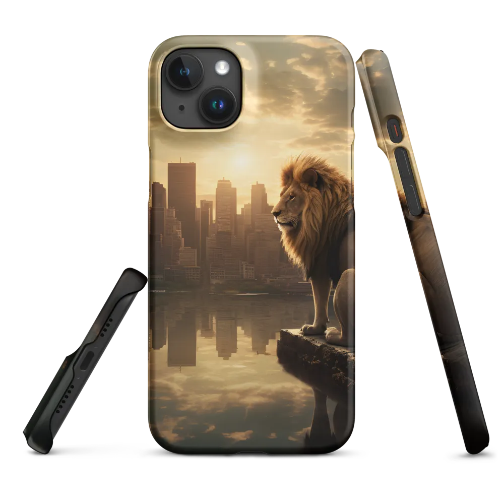 The Lion's Gaze Over the Urban Symphony | Phone Case |  15 Plus | Snap Case | Matte