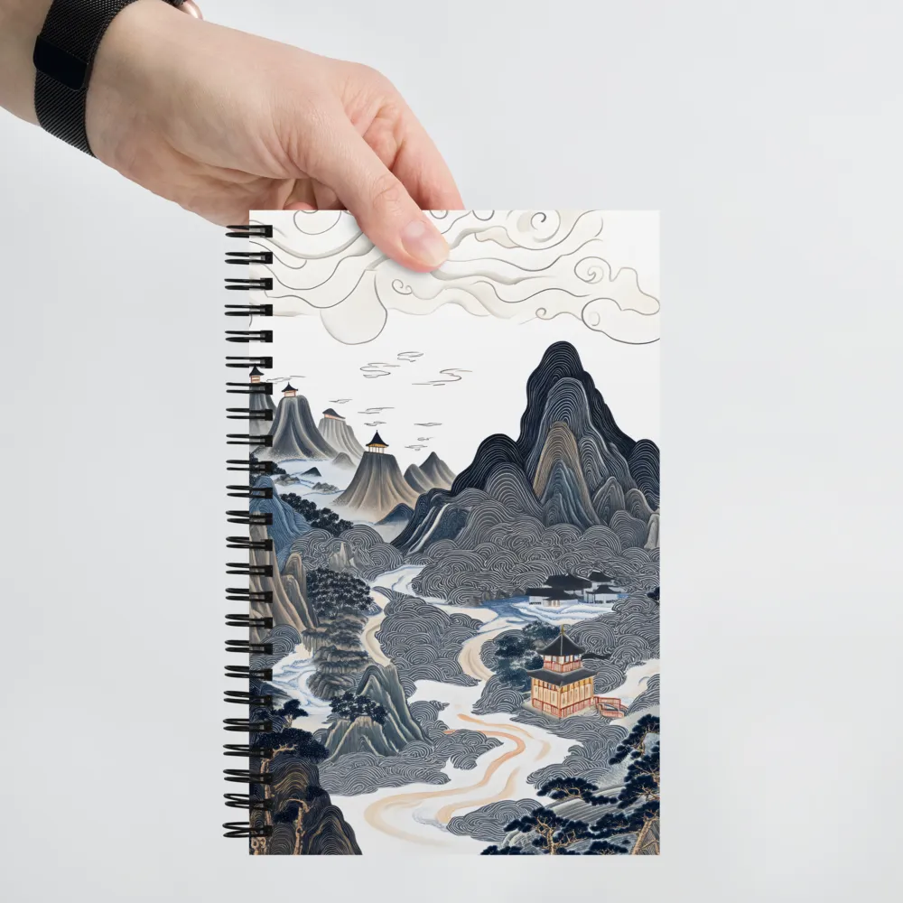 Harmony of Mountains and Temples | Spiral Notebook