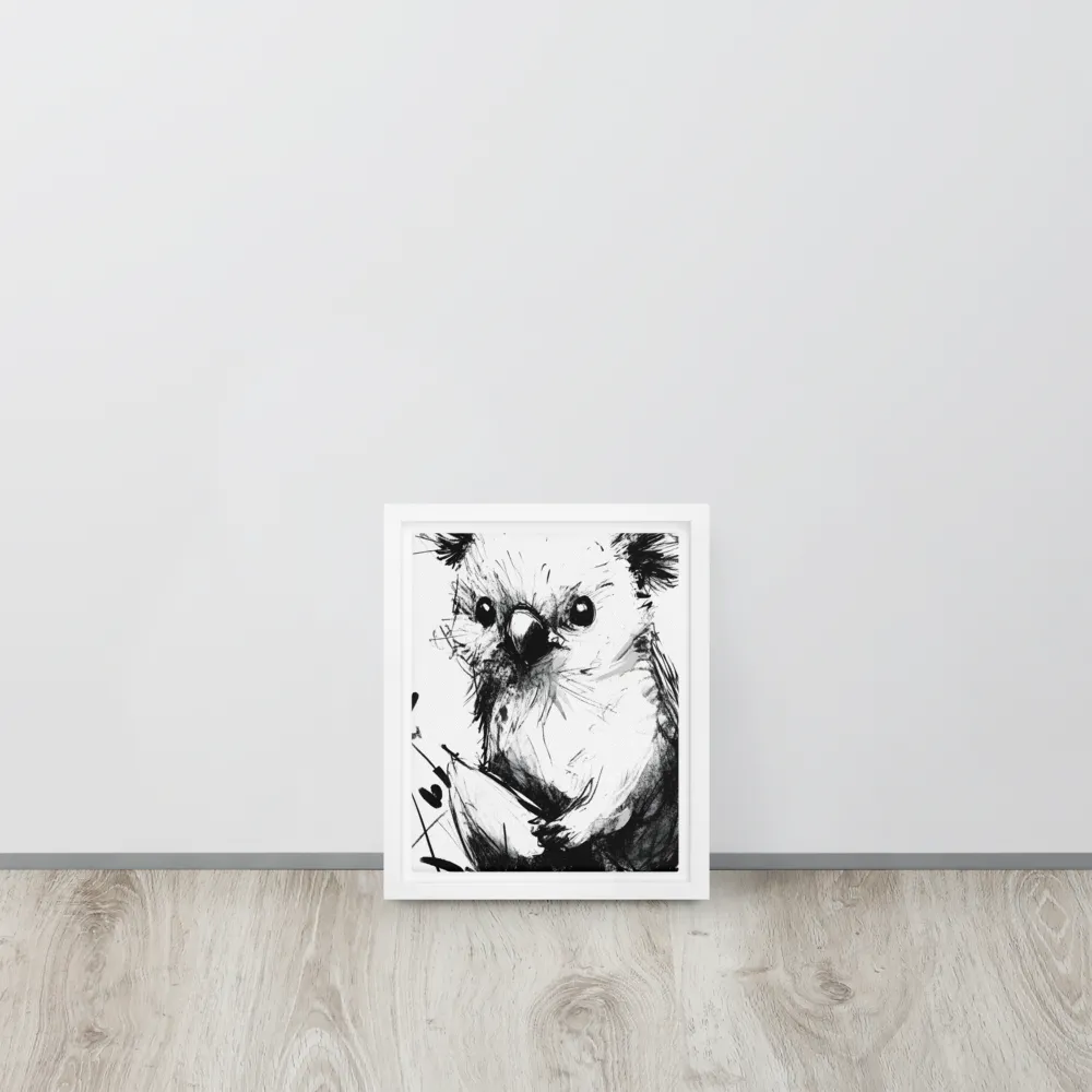 Whimsical Koala in Ink | Canvas with White Frame | 8″×10″