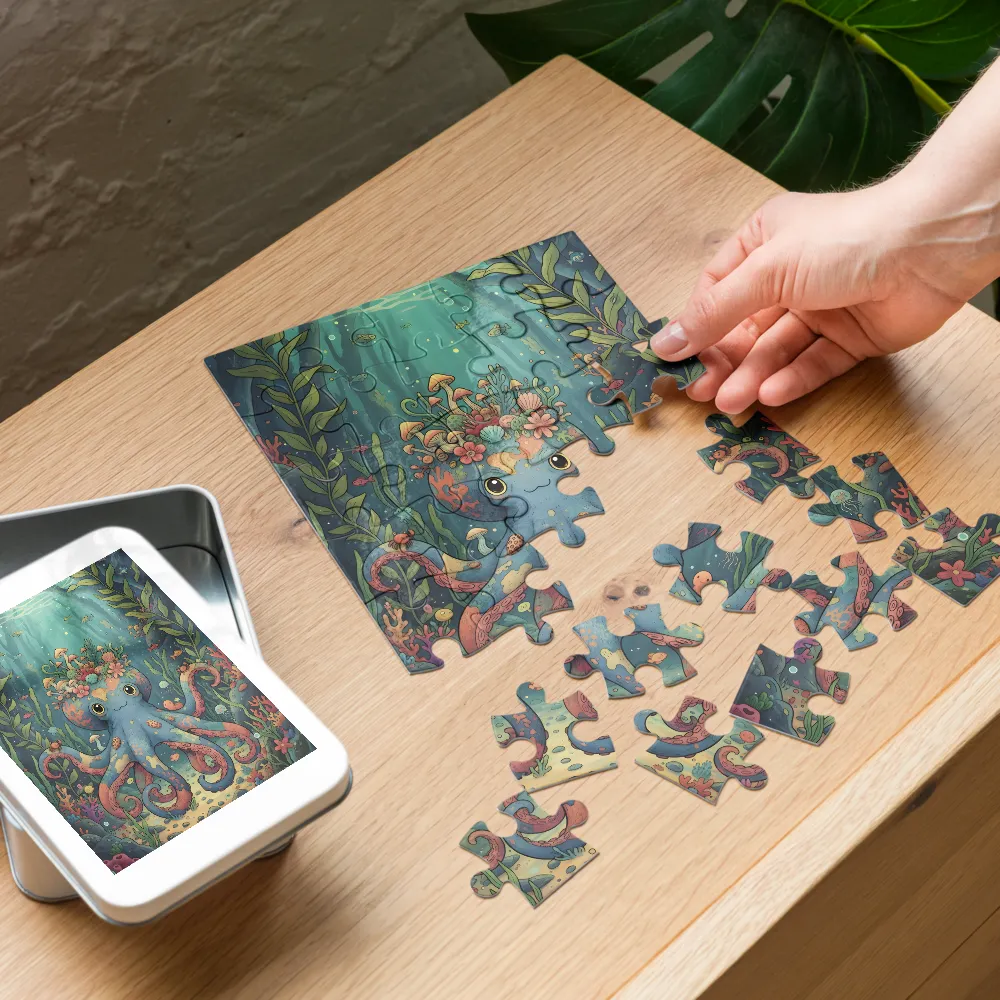 Coral Crown Octopus 
 Jigsaw Puzzle in Tin Box