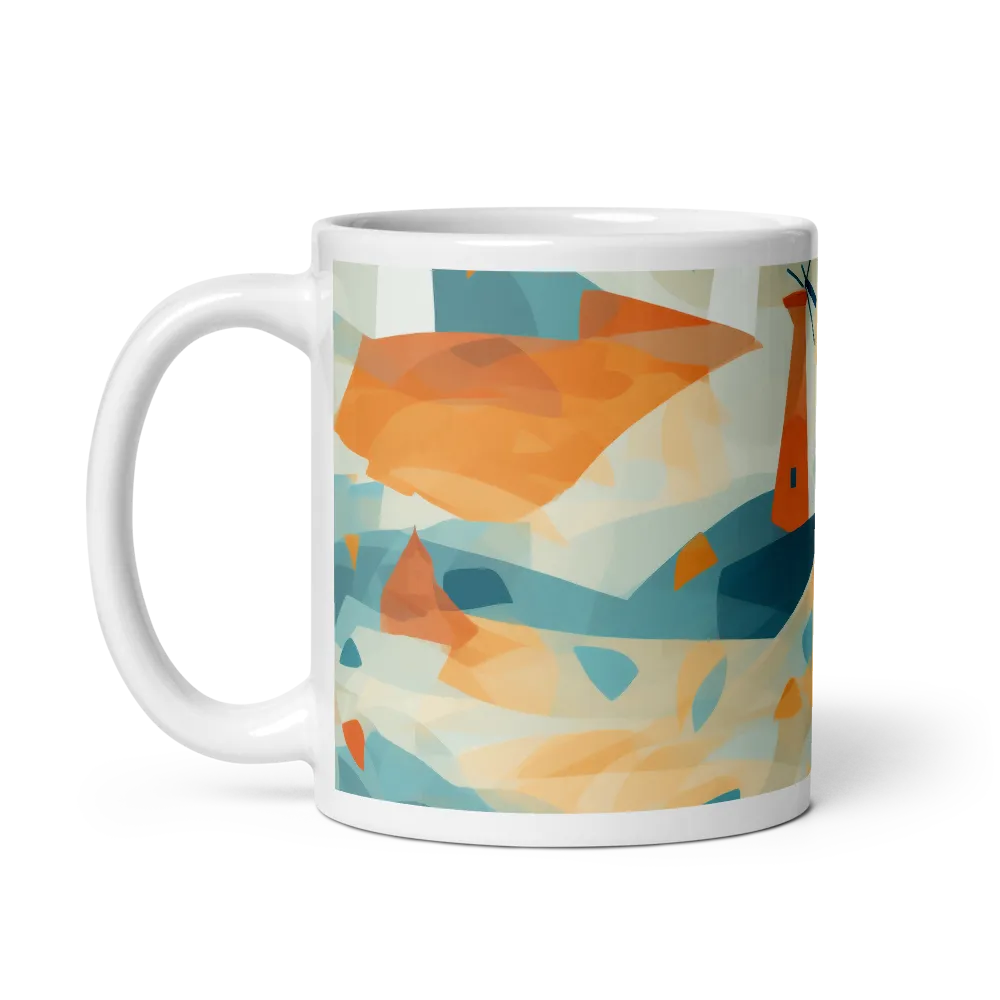 Whimsical Windmills in a Tranquil Landscape | Mug with White inside | 11 oz