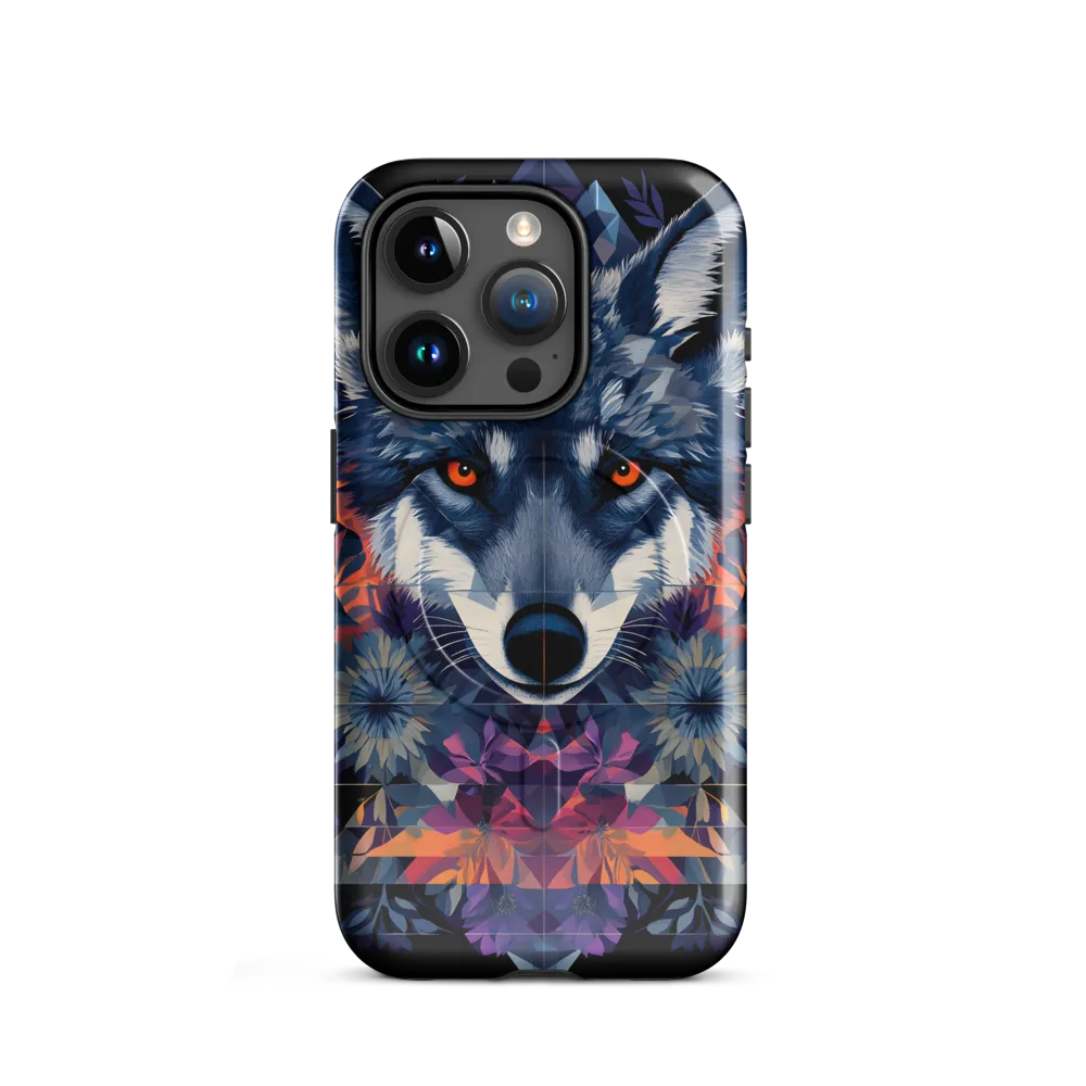 Mystical Wolf Amidst Floral Geometry