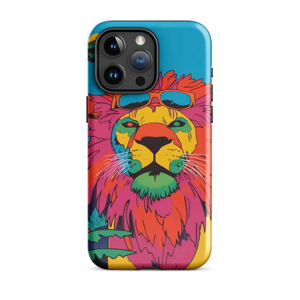 Lion with Sunglasses: A Vibrant Tropical Portrait