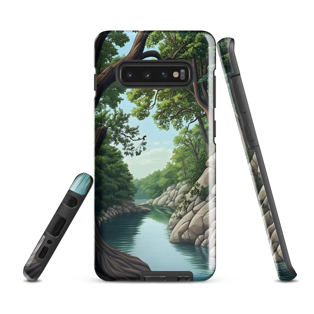 Tranquil Reflections: A Serene River Landscape | Phone Case |  S10 Plus | Tough Case | Glossy