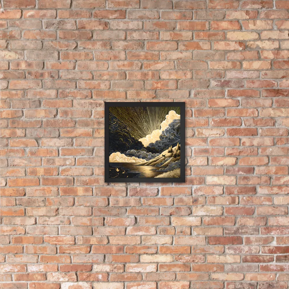 Gilded Dawn 
 Poster with Black Frame | 14″x 14″