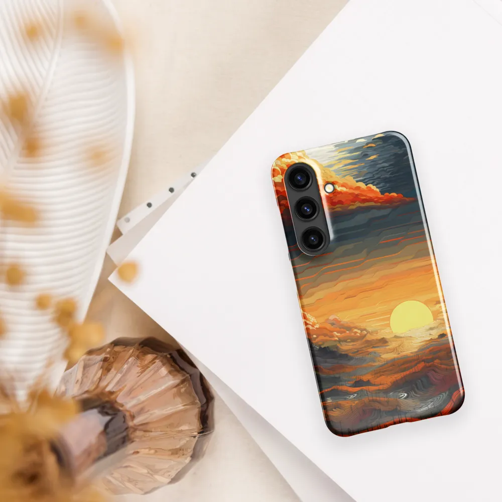 Ethereal Sunset: A Serene Landscape in Flowing Forms | Phone Case |  S24 | Snap Case | Glossy