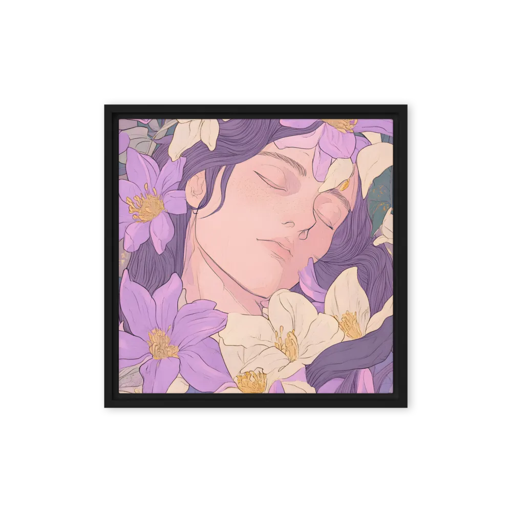 Harmony in Bloom | Canvas with Black Frame | 16″×16″