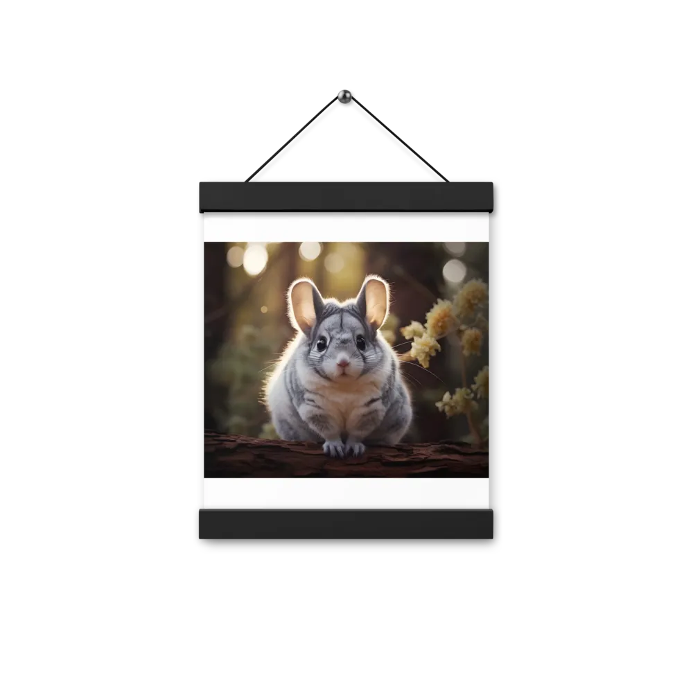 Curious Chinchilla in the Forest | Poster With Black Wood Hanger | 8″×10″