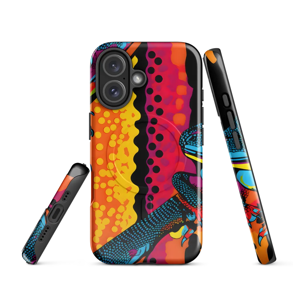 Colorful Encounters: The Playful Geckos | Phone Case |  16 | MagSafe® Tough Case | Glossy