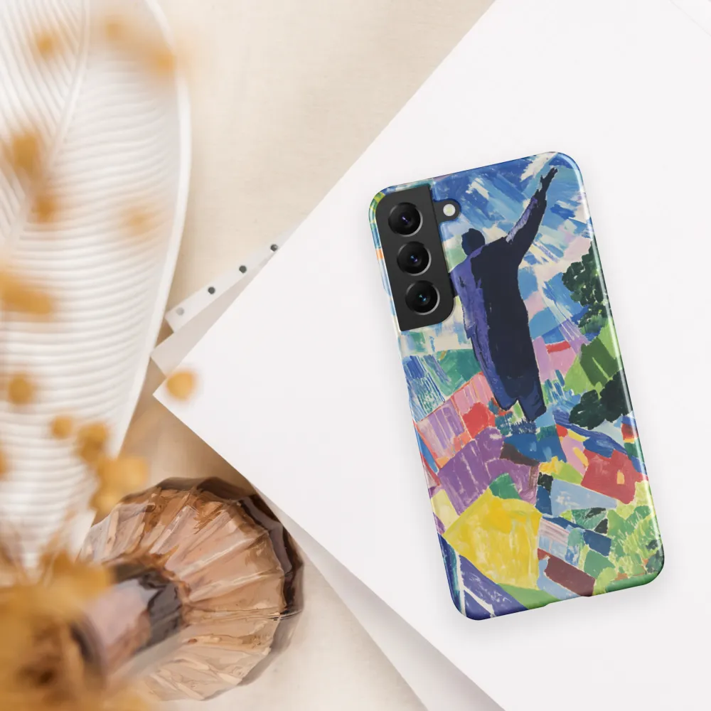 Elysium: A Soaring Figure Amidst Colorful Landscapes | Phone Case |  S22 Plus | Snap Case | Glossy