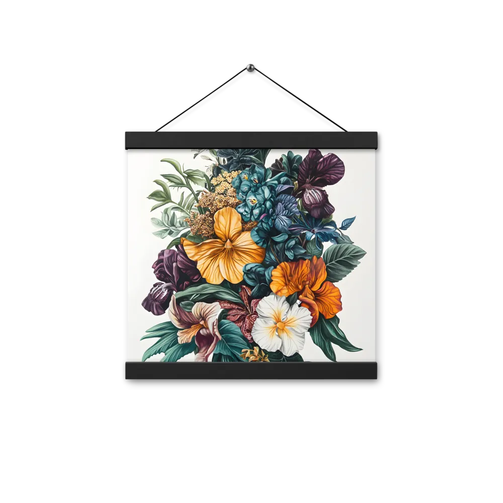 Floral Symphony | Poster With Black Wood Hanger | 12″×12″