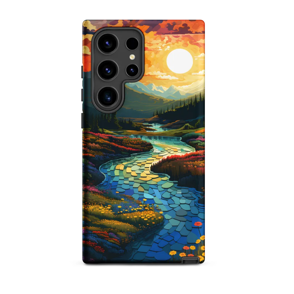 Serenity in Sunset: A Winding River's Embrace