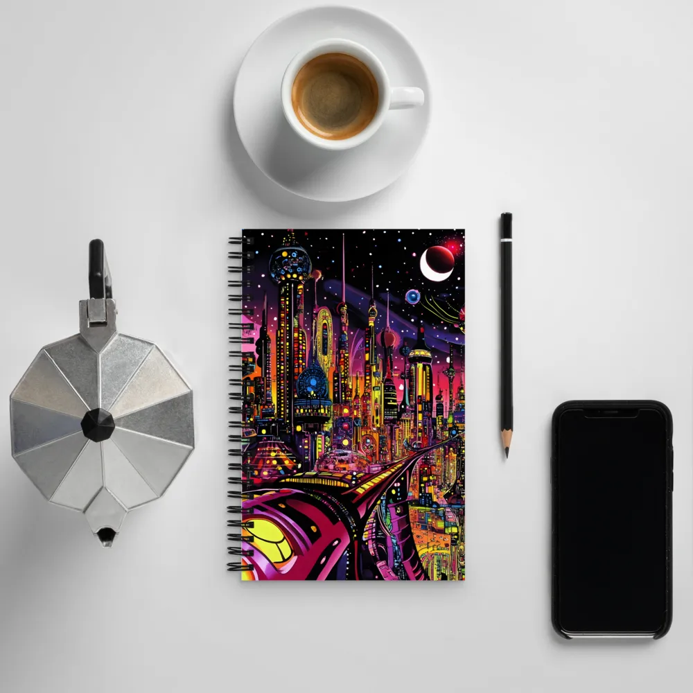 Neon Odyssey: A Journey Through Futuristic Realms | Spiral Notebook