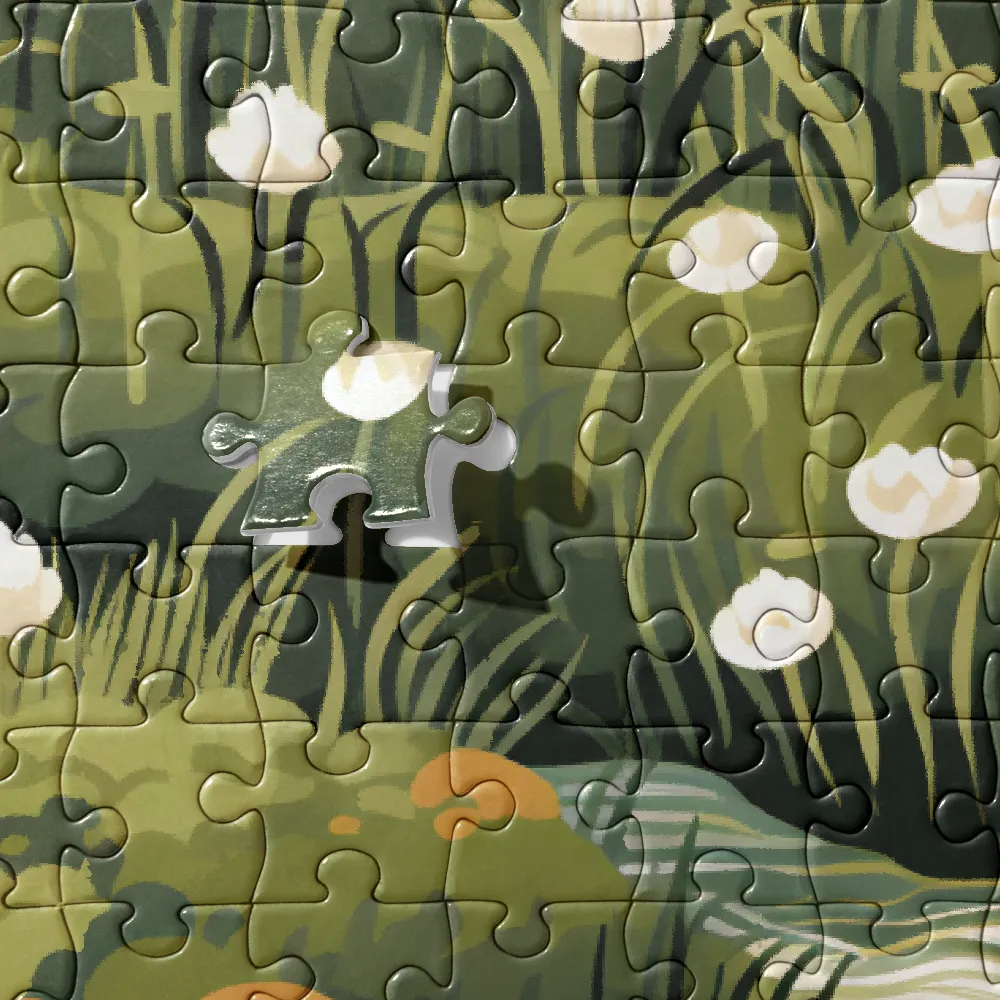 Serene River Landscape Illustration | Jigsaw Puzzle (252/520 pieces)
