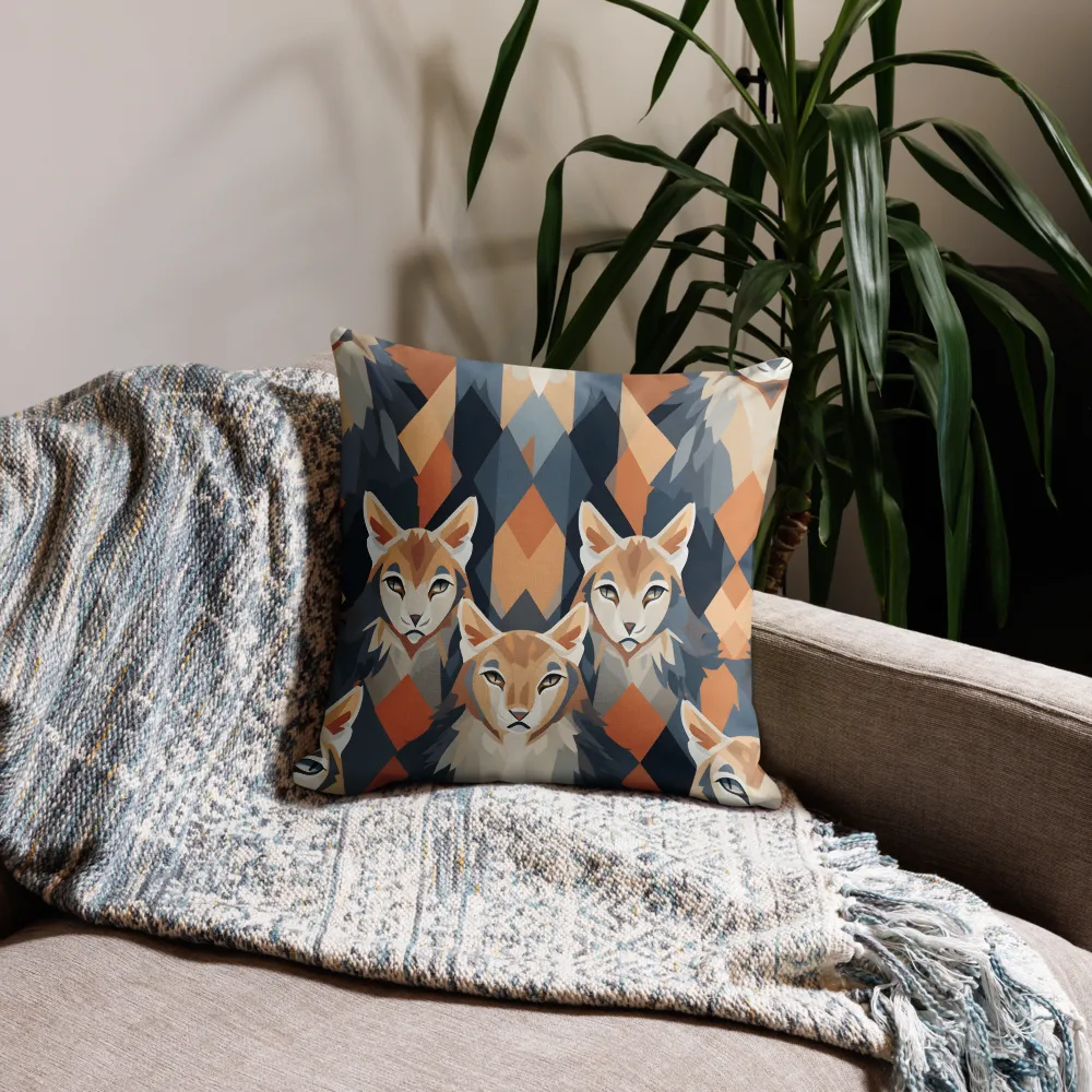 Elegance in Geometry: The Foxes | Pillow Case | 18″×18″