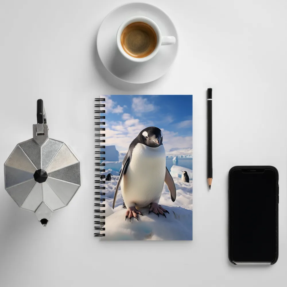 Solitary Majesty: Arctic Penguin on Ice | Spiral Notebook