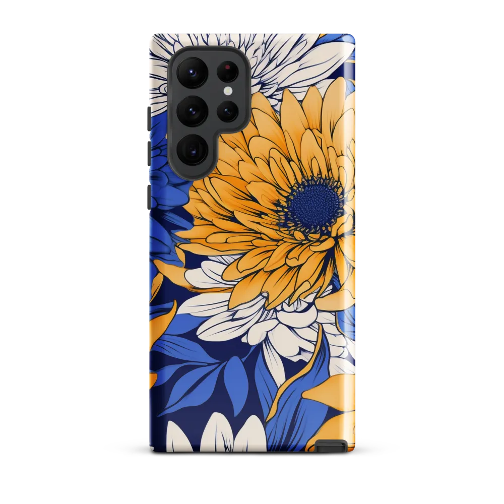 Floral Harmony in Blue and Yellow