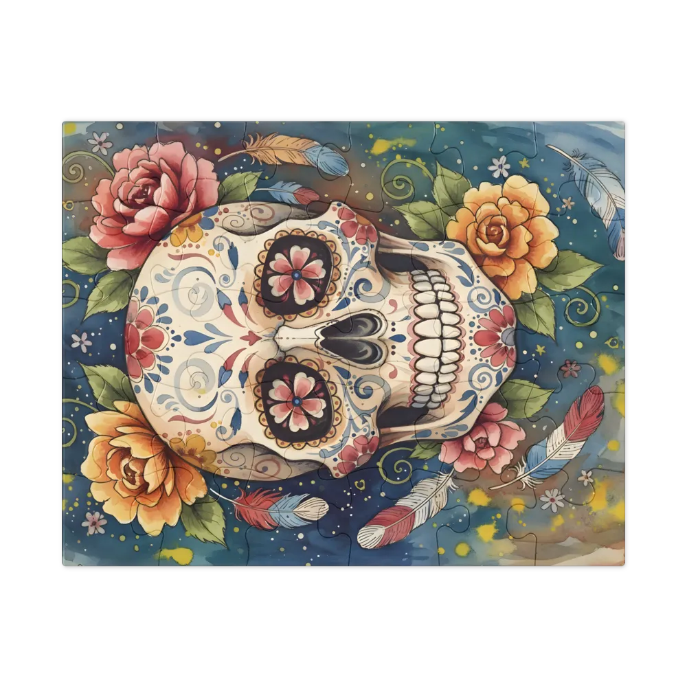 Floral Sugar Skull 
 Jigsaw Puzzle in Tin Box