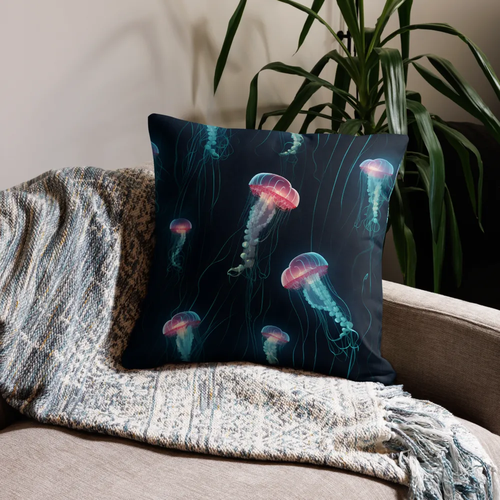 Ethereal Dance of Jellyfish | Pillow | 22″×22″