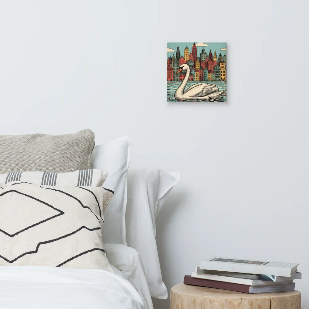 Swan in the City 
 Canvas | 10″x 10″