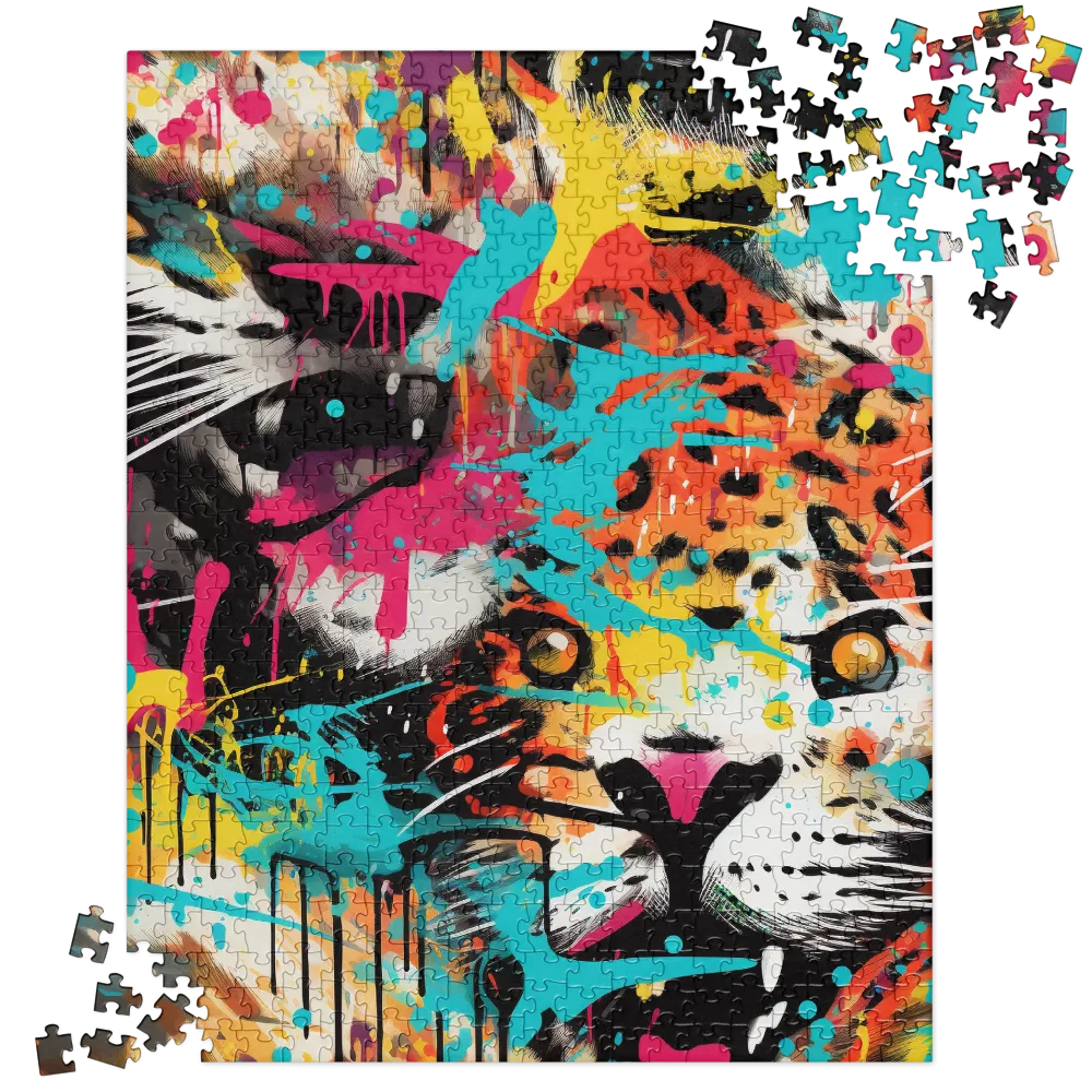 Fierce Fusion: Tiger and Lion in Graffiti | Jigsaw Puzzle | 520 pieces