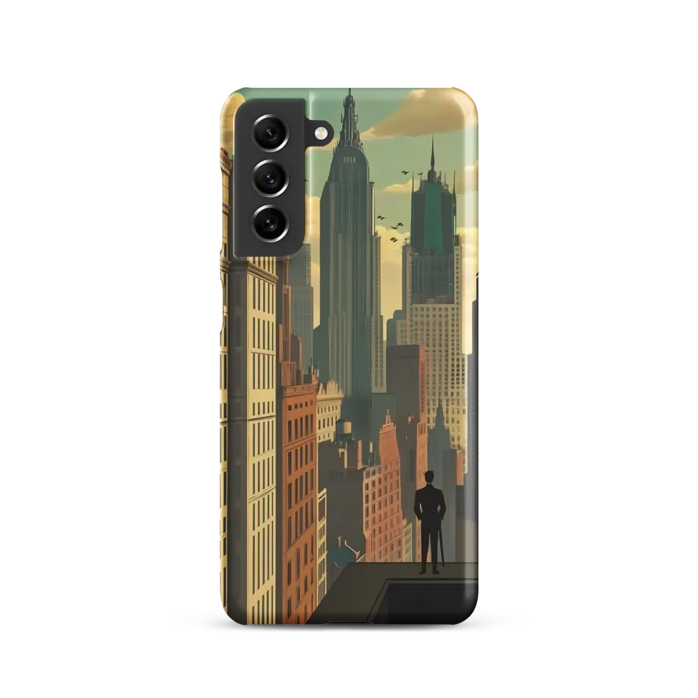 Urban Dreams: A Silhouette in Art Deco Cityscape