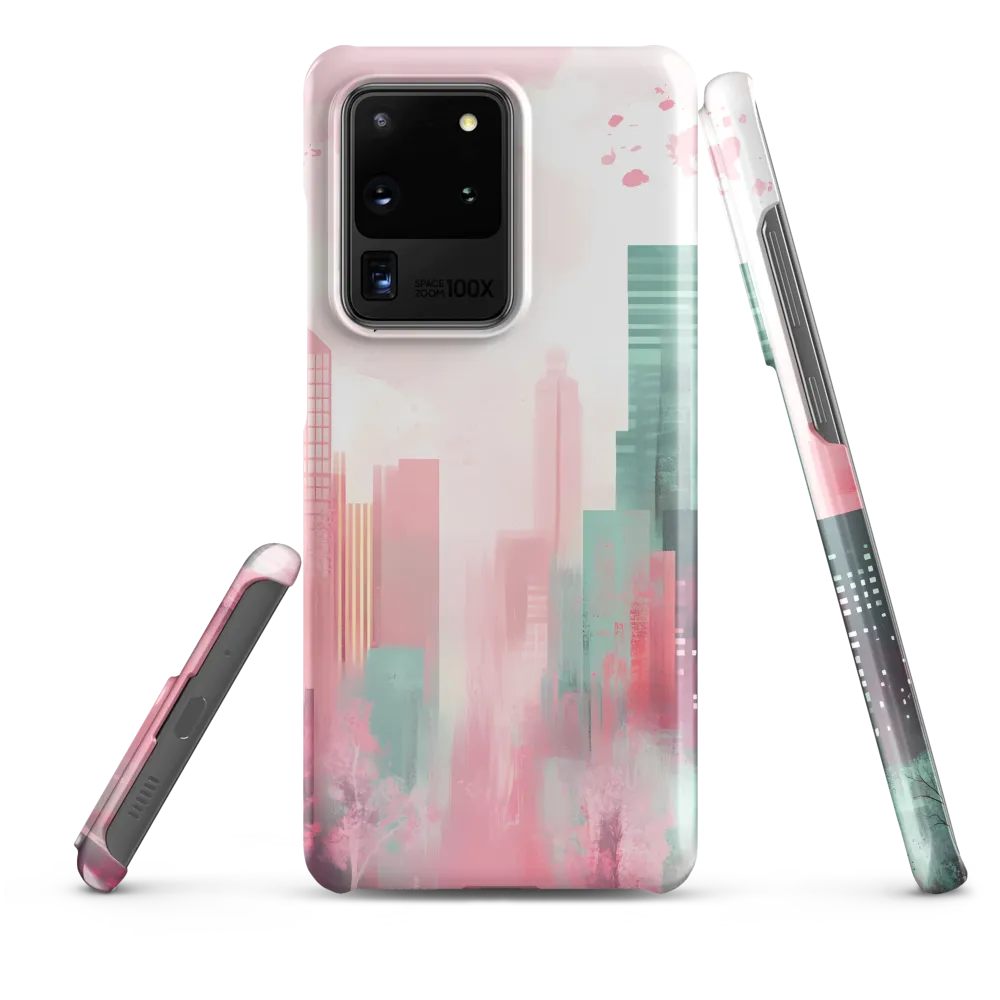Dreamy Cityscape in Pink and Cyan