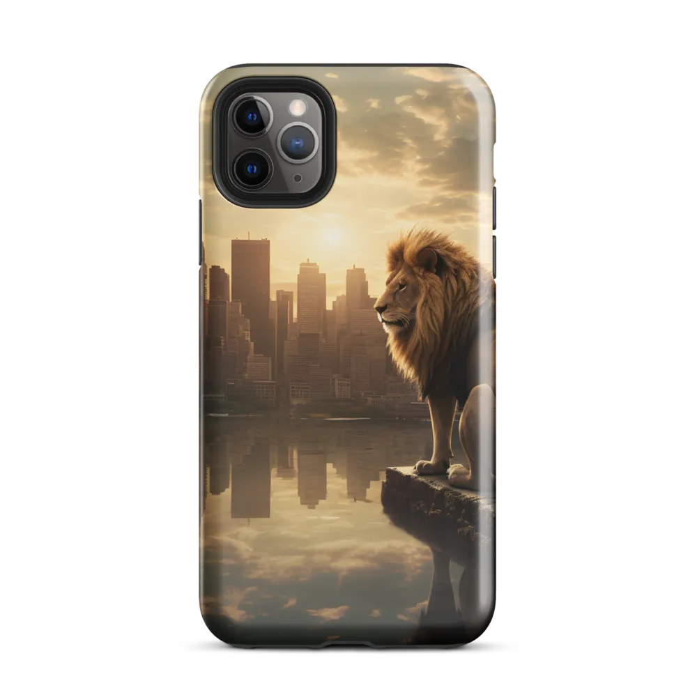 The Lion's Gaze Over the Urban Symphony | Phone Case |  11 Pro Max | Tough Case | Glossy