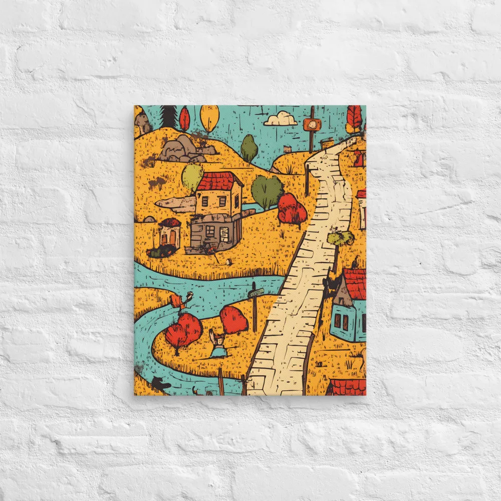 Whimsical Village Landscape | Canvas | 16″×20″