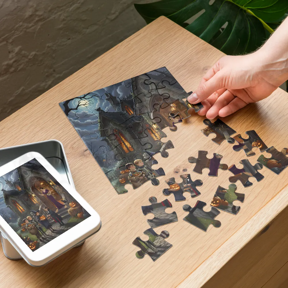 Moonlit Manor 
 Jigsaw Puzzle in Tin Box