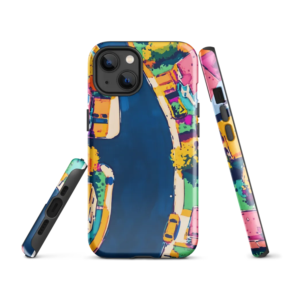 Curved Streets: A Vibrant Suburban Tapestry | Phone Case |  13 | Tough Case | Glossy