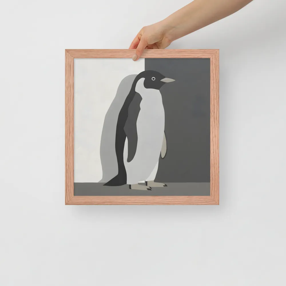 Monochrome Penguin 
 Poster with Red oak Frame | 14″x 14″