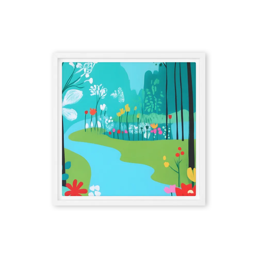 Whispers of Spring: A Colorful Retreat | Canvas with White Frame | 12″×12″