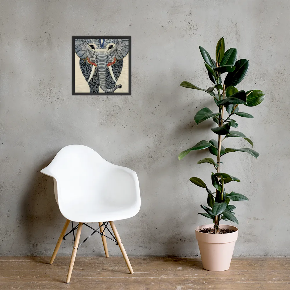 Majesty of the Elephant | Poster with Black Frame | 16″×16″