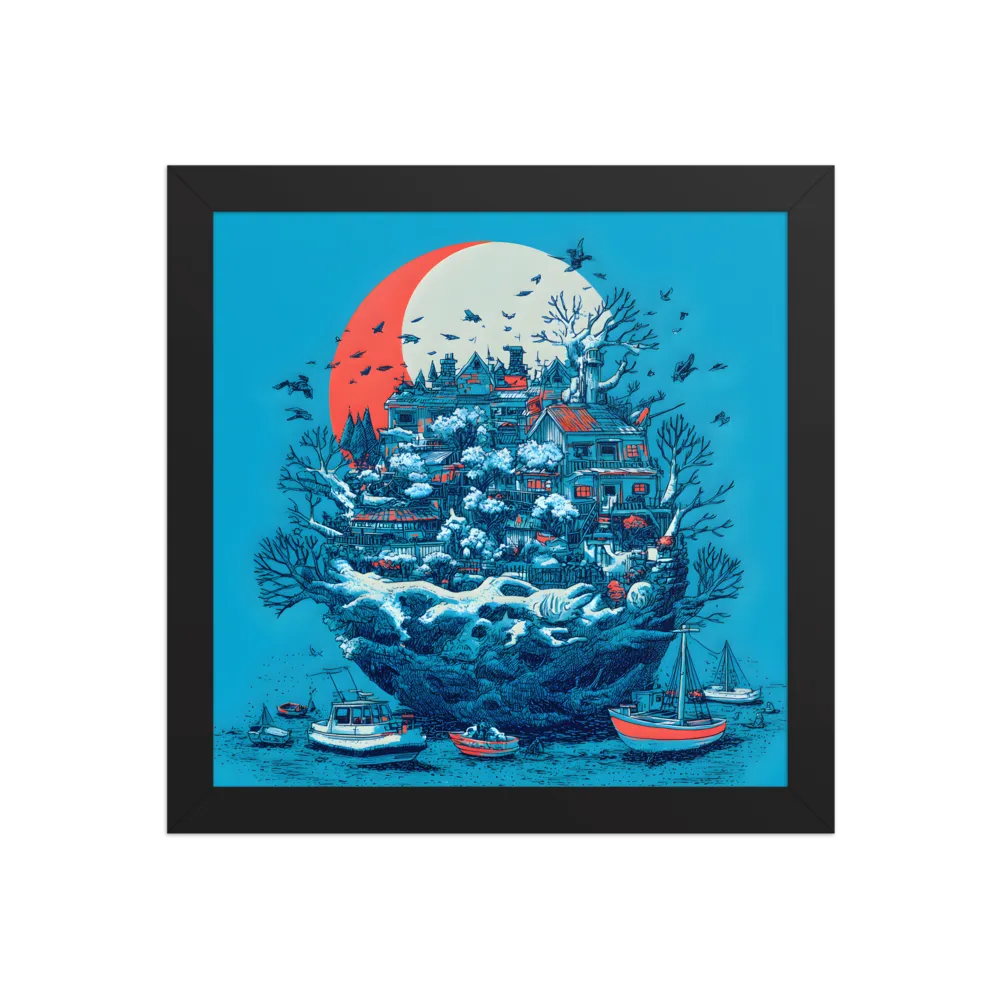 Harbor of the Floating Isle 
 Poster with Black Frame | 10″x 10″