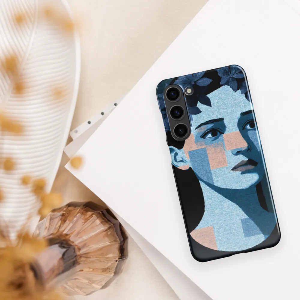 Grid-Wreathed Cyan Portrait