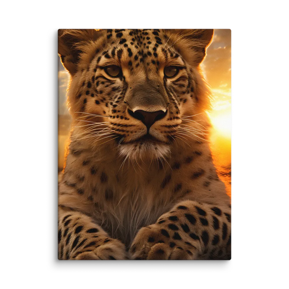 Regal Presence: The Leopard at Sunset | Canvas | 12″×16″